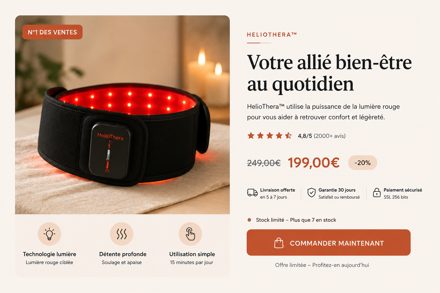 HelioThera™ – Ceinture de Luminothérapie Avancée